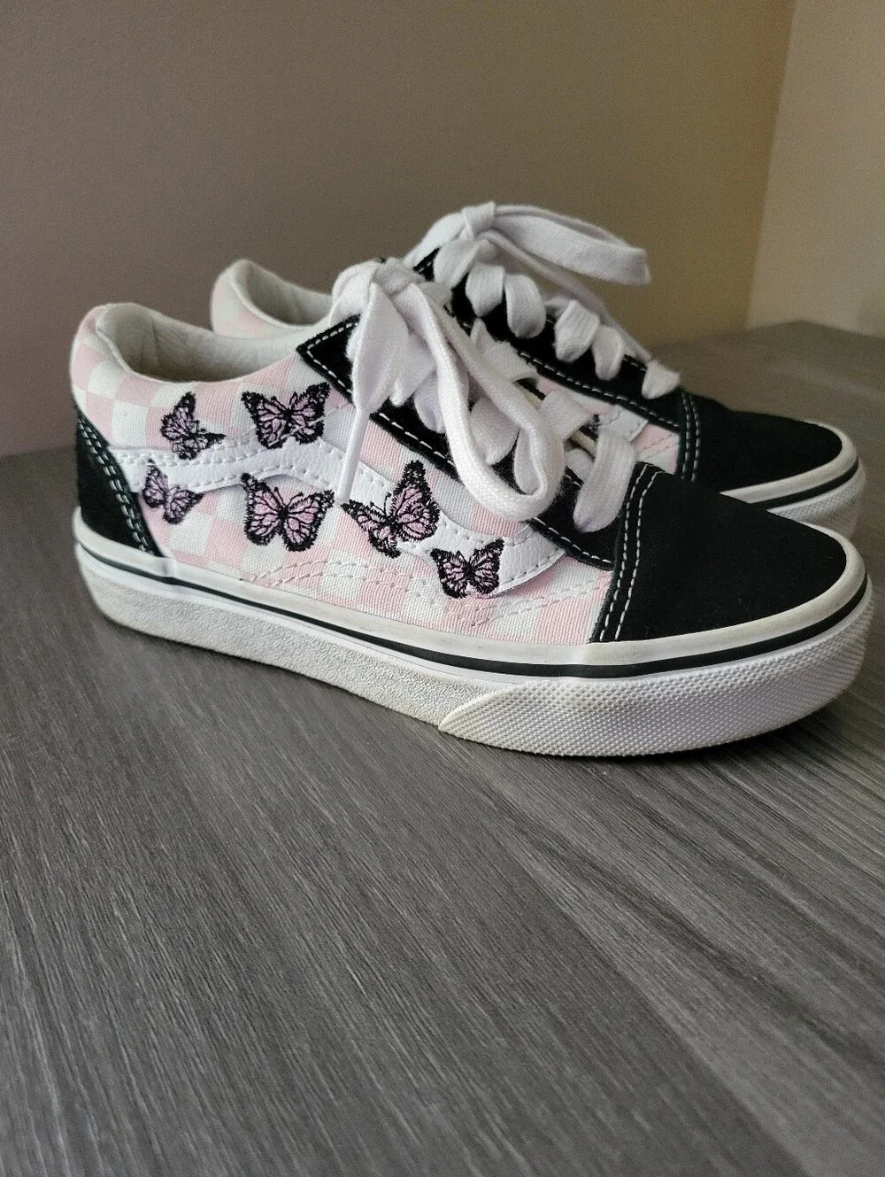 Vans Kids Low-Top Pink Butterfly Shoes
